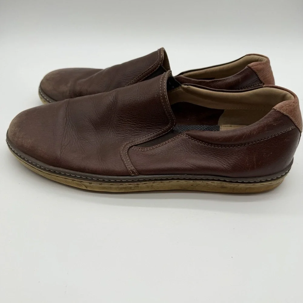 Johnston & Murphy Men's McGuffey Leather Slip-On Shoes Brown Size 10.5 FLAW